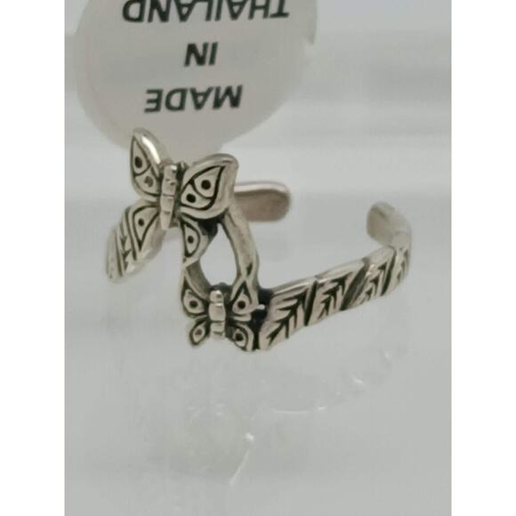 Vintage Sterling Silver Butterfly Floral Toe Ring Handcrafted Unique Boho Style - Picture 2 of 10